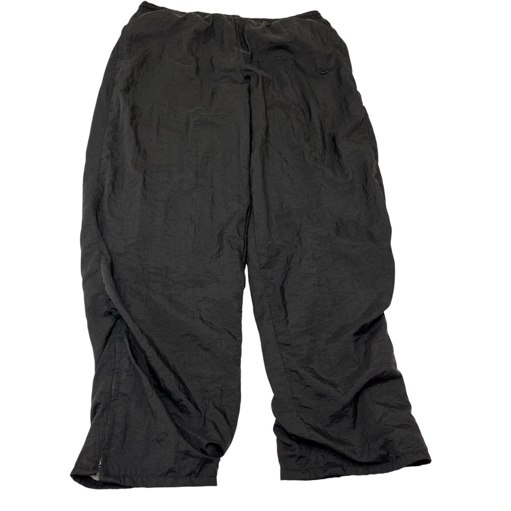 Vintage Nike Nylon Track Pant Black Lined M Ankle Zip 90s Athletic Windbreaker